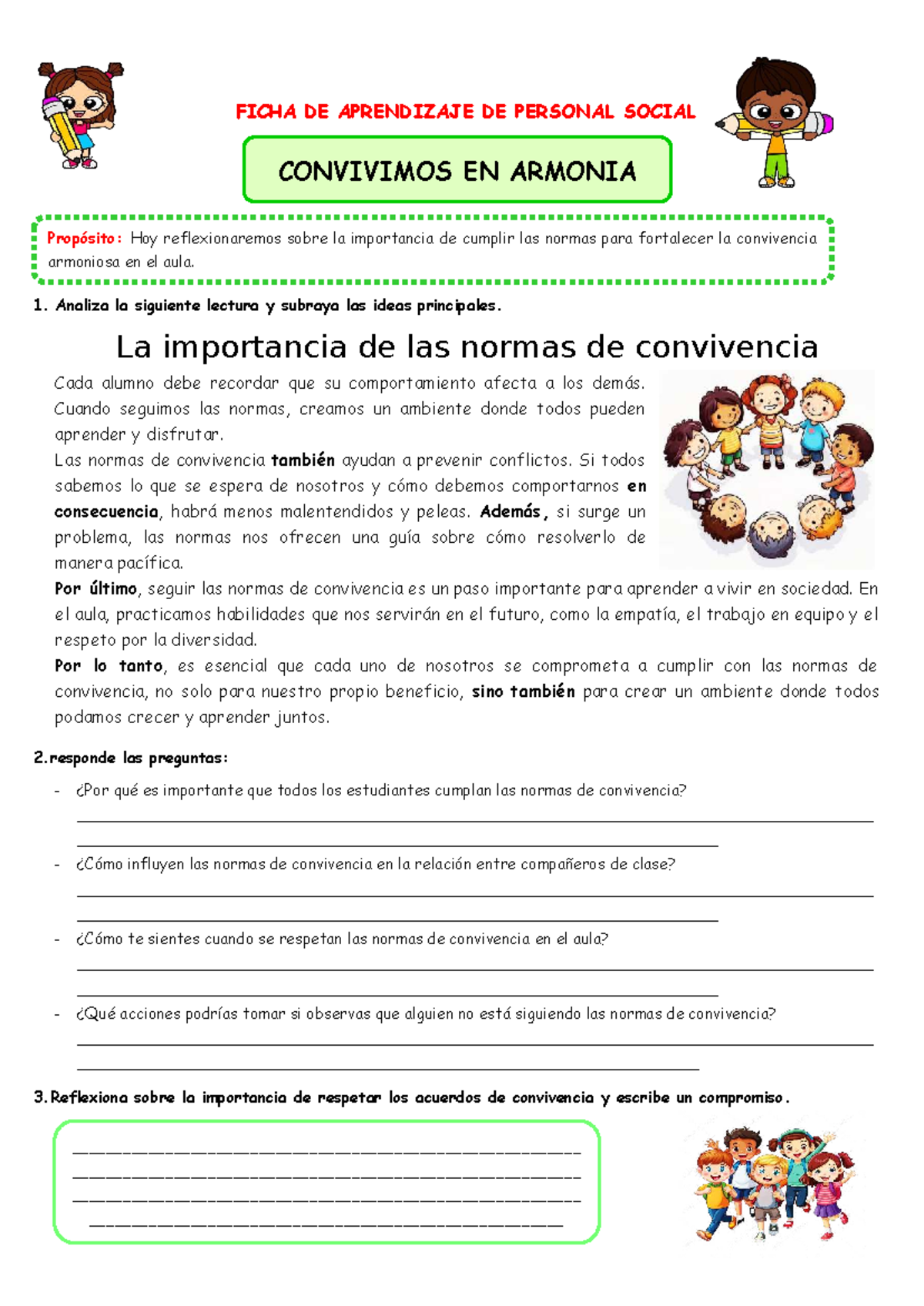 Normas de Convivencia en el Aula: Reflexiones y Compromisos - Studocu