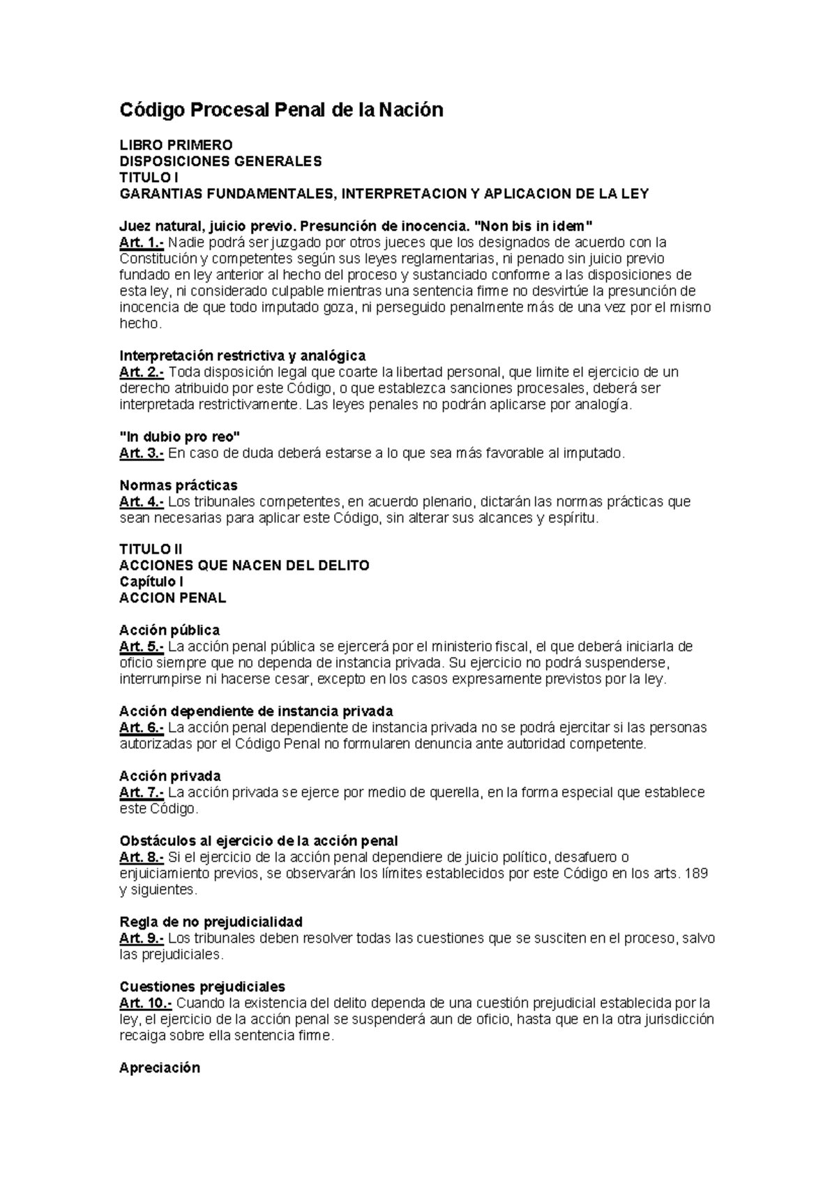CPPN - Análisis del Código Procesal Penal de la Nación: Disposiciones ...