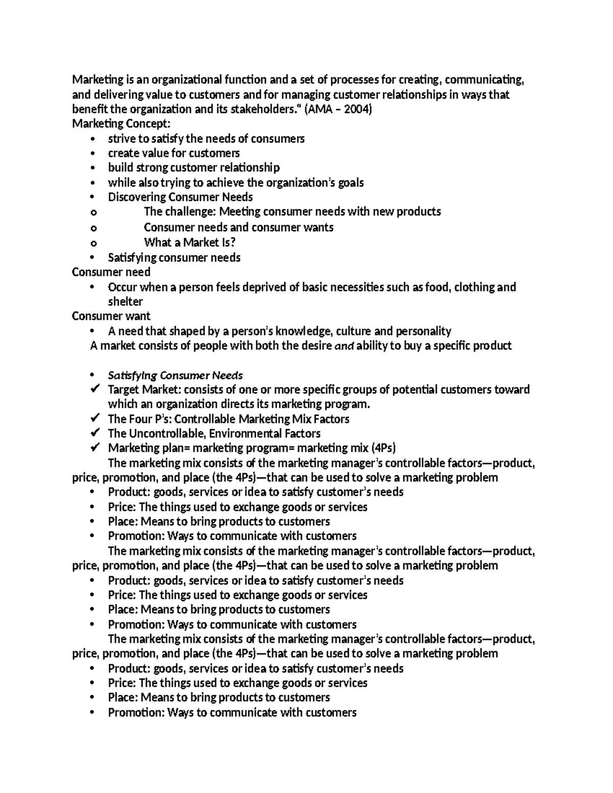 Marketing Concepts and Strategies: An Overview (MKT 101) - Studocu