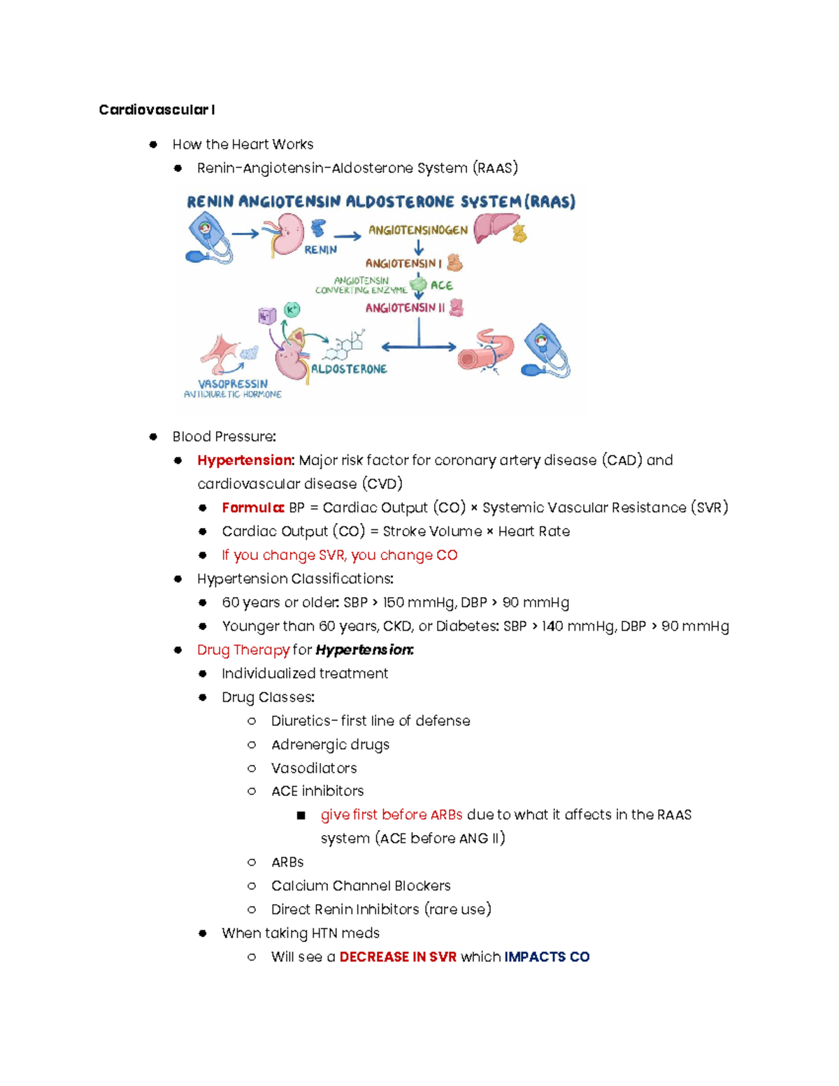 Pharm 101 Final Exam Review: Cardiovascular Drugs & Therapies - Studocu