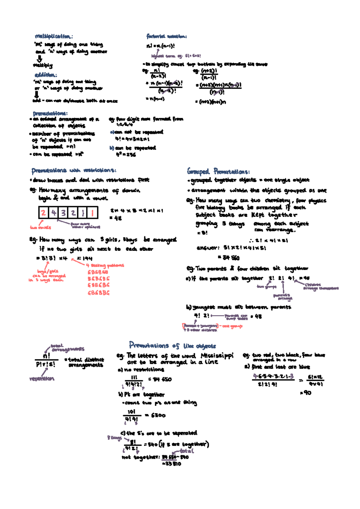 Counting methods & set notation - multiplication : factorial notation ...
