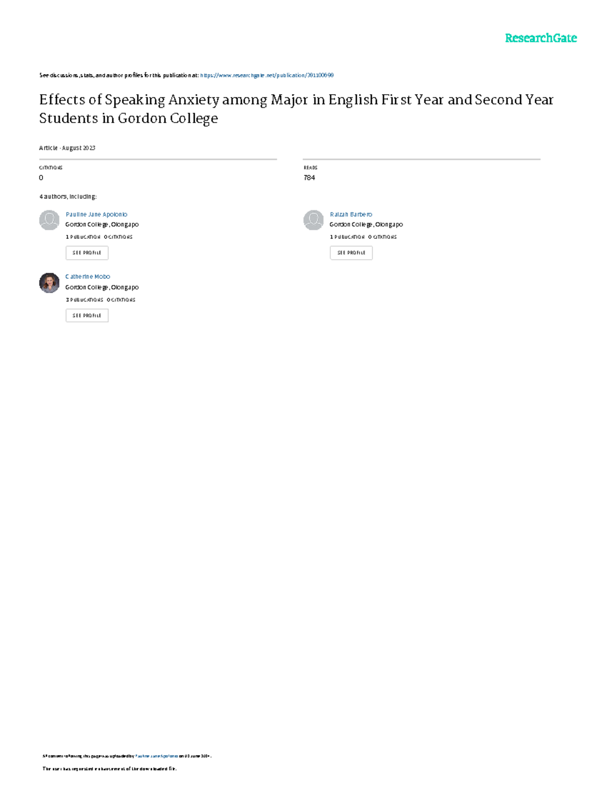 Effects of Speaking Anxiety in English Majors: A Study at Gordon ...