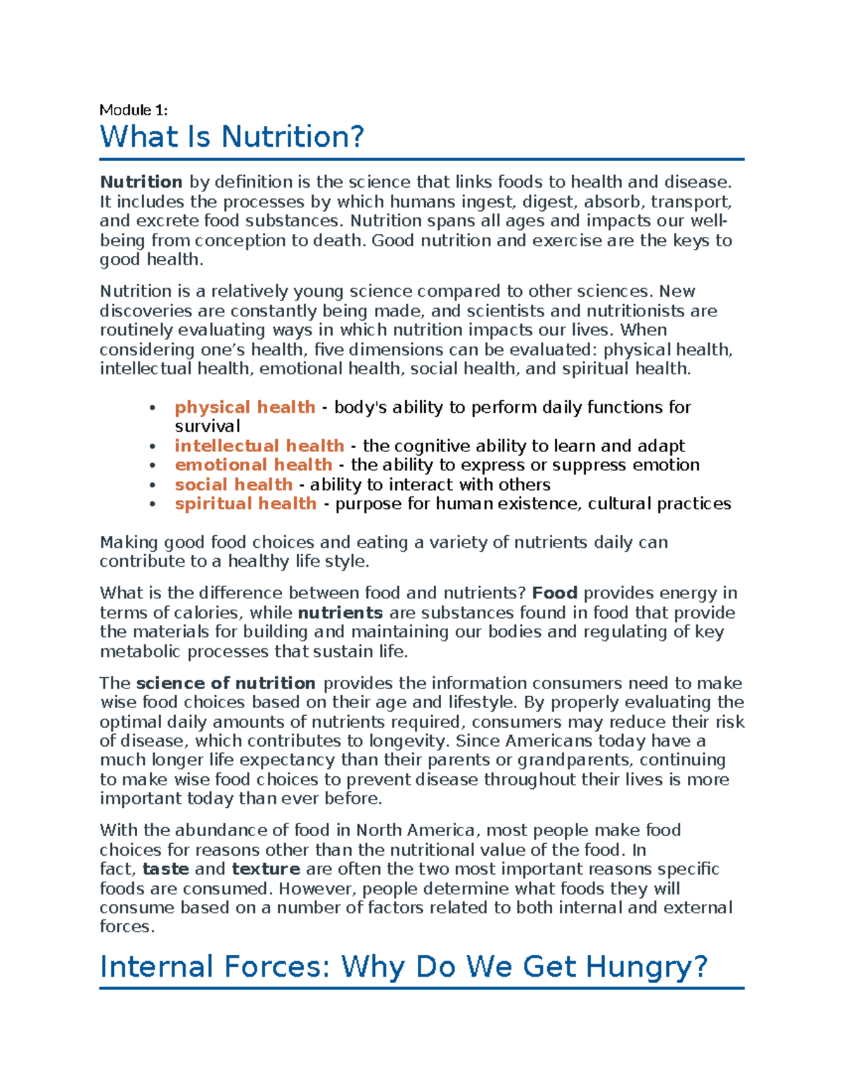 Ch. 1 Nutrition: Key Concepts and Overview of Nutritional Science - Studocu