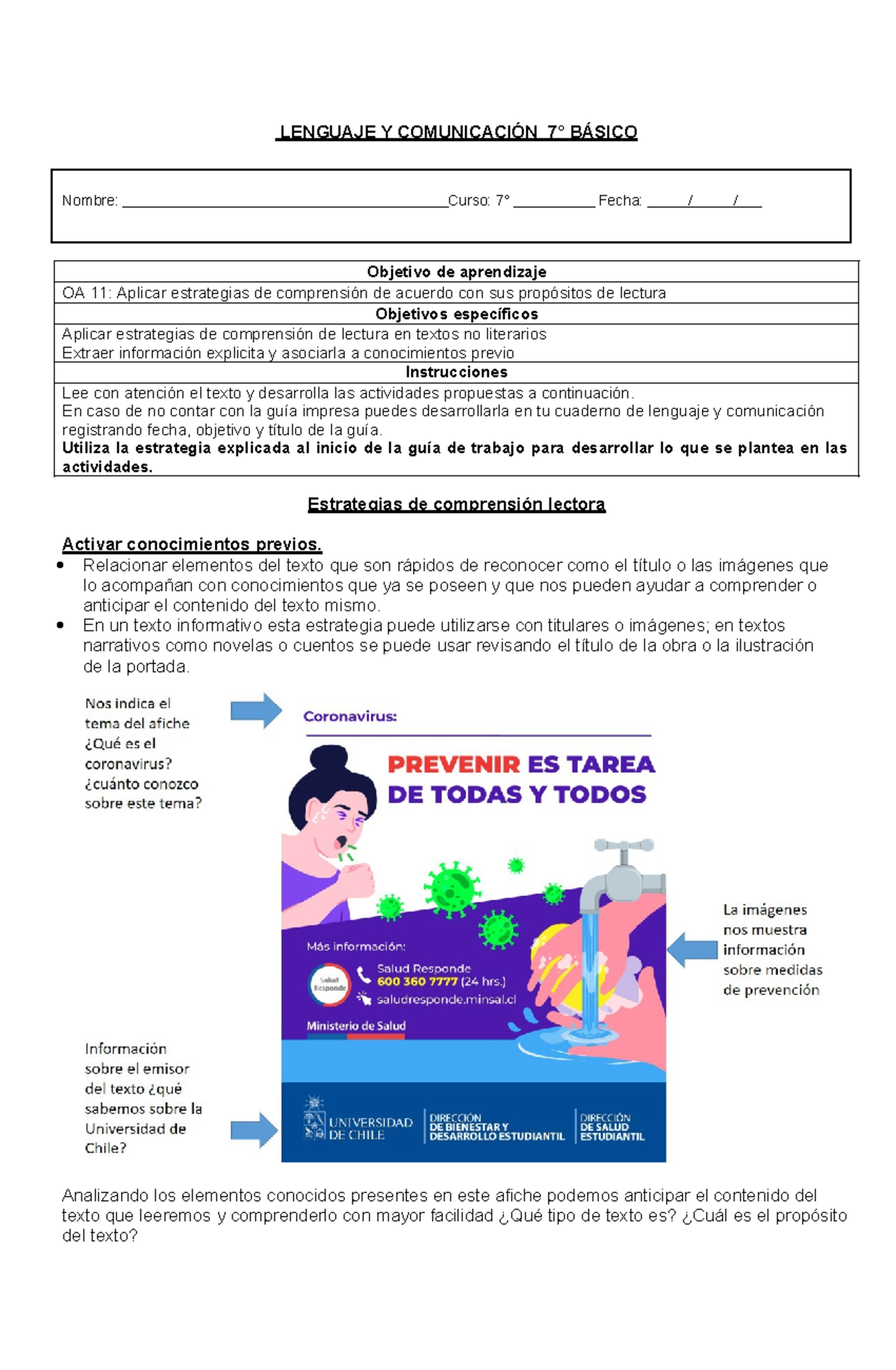 Guia 1 segundo semestre Lenguaje 7mo - Nombre: Curso: 7° Fecha ...