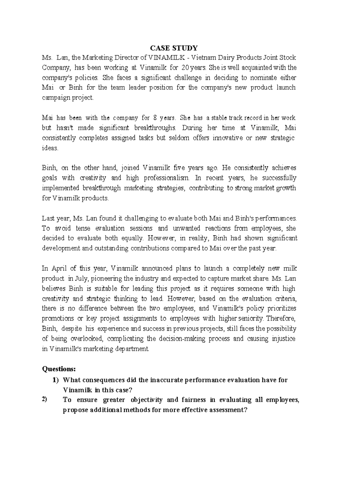 CASE Study - sssssssssss - CASE STUDY What consequences did the ...