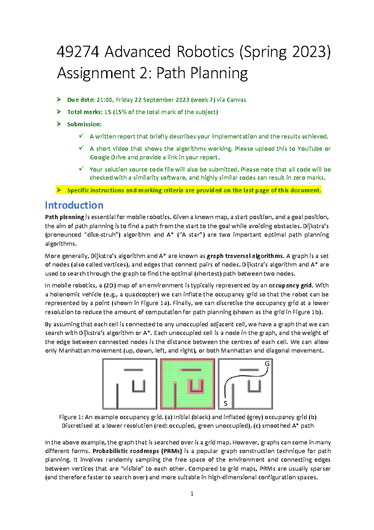 Path Planning-5 - 49274 Advanced Robotics (Spring 2023) Assignment 2 ...