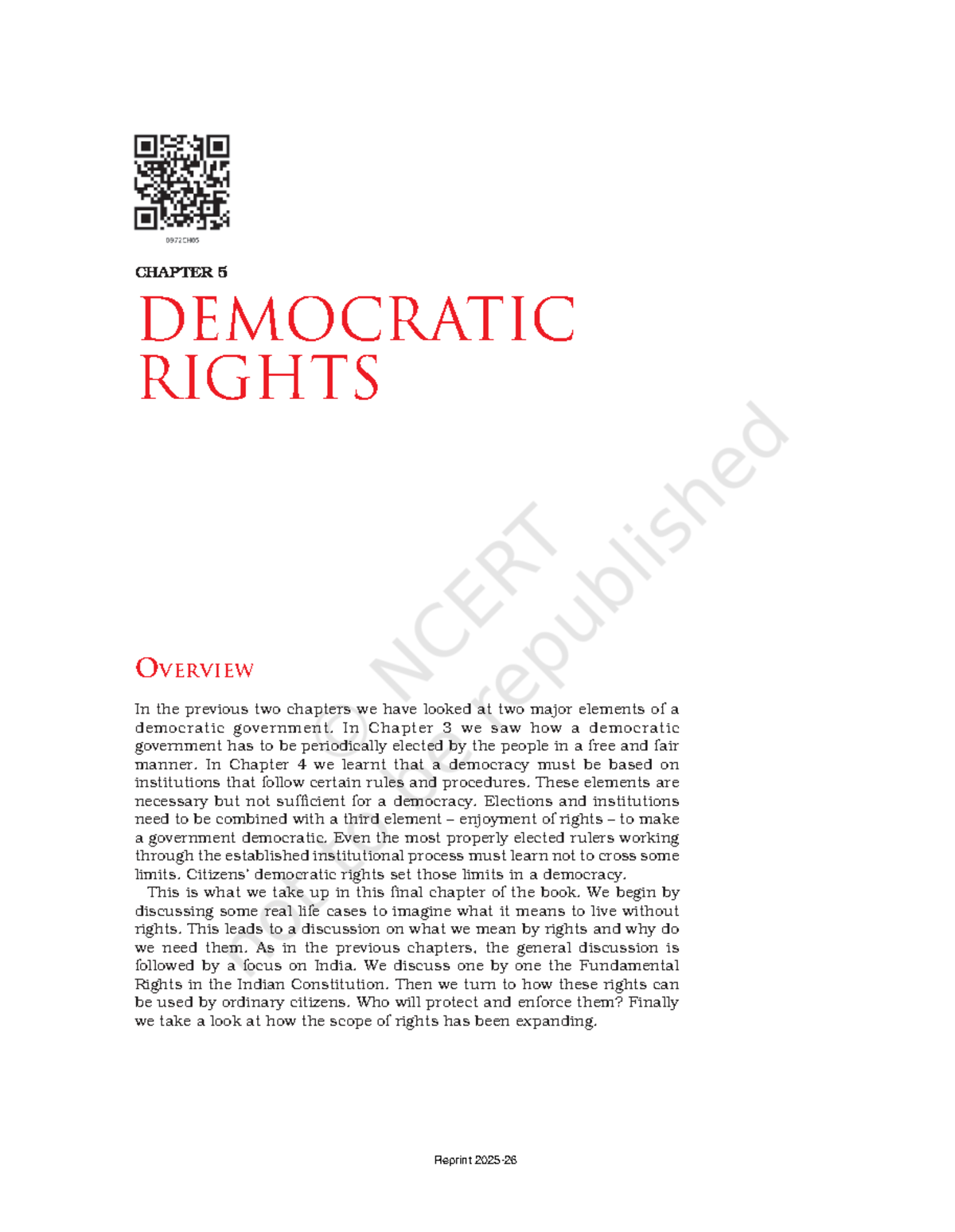 CHAPTER 5: OVERVIEW OF DEMOCRATIC RIGHTS AND THEIR SIGNIFICANCE - Studocu