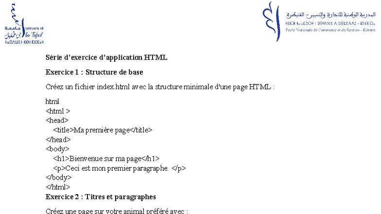 HTML Exercises: Structure, Lists, Links, and Tables - Studocu