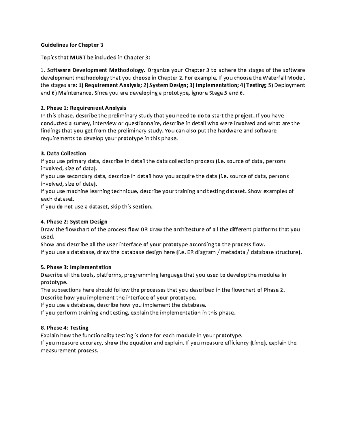 Chap 3 Guidelines: Software Development Methodology & Phases - Studocu