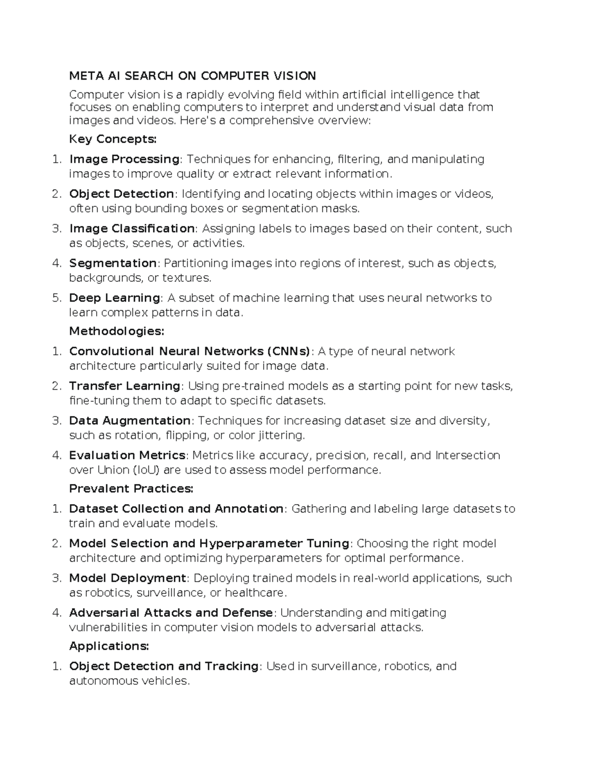 META AI Search: Comprehensive Overview of Computer Vision Techniques ...