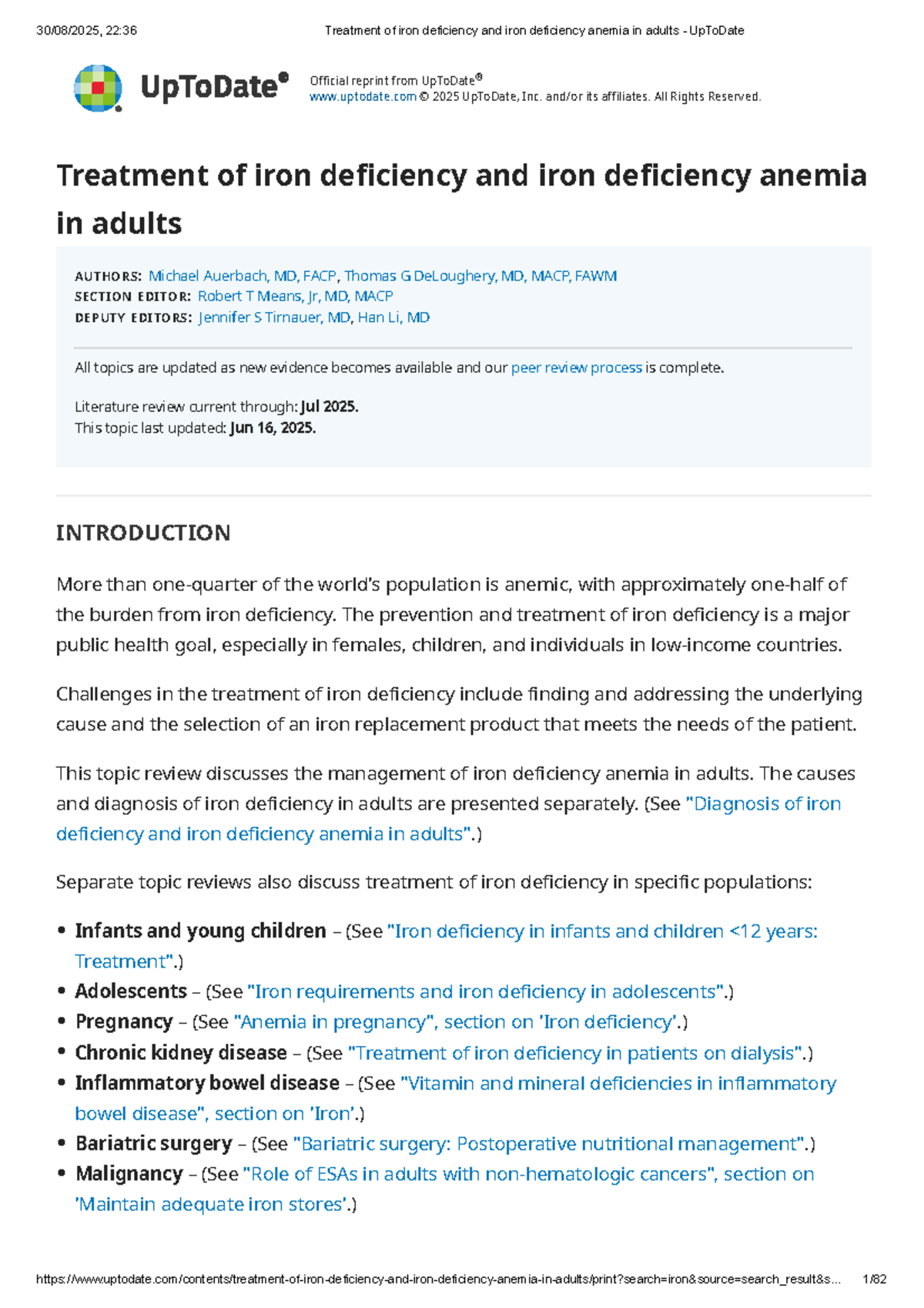 22:36 Management of Iron Deficiency and Anemia in Adults - UpToDate ...