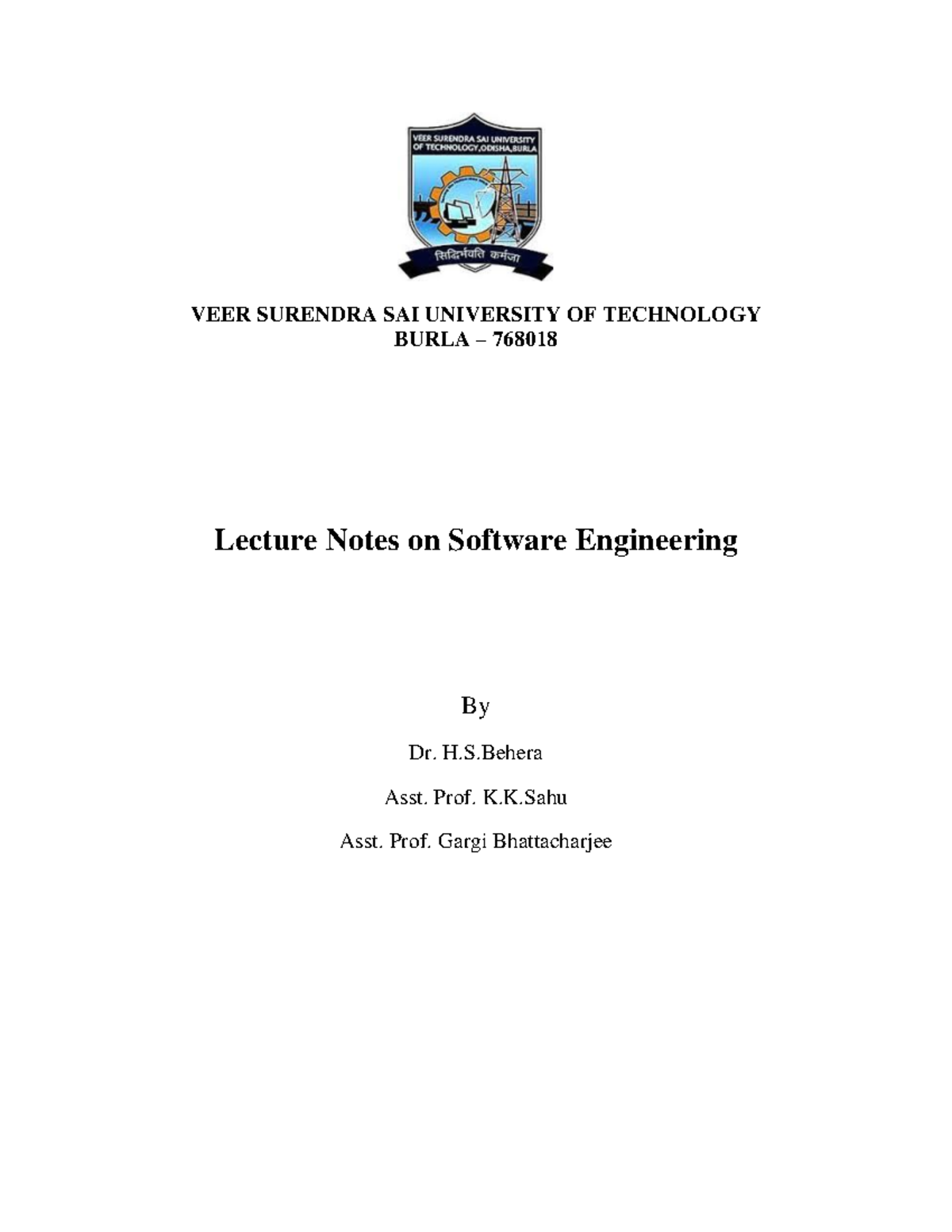 Lecture Notes on Software Engineering (Course Code: 1422914635) - Studocu
