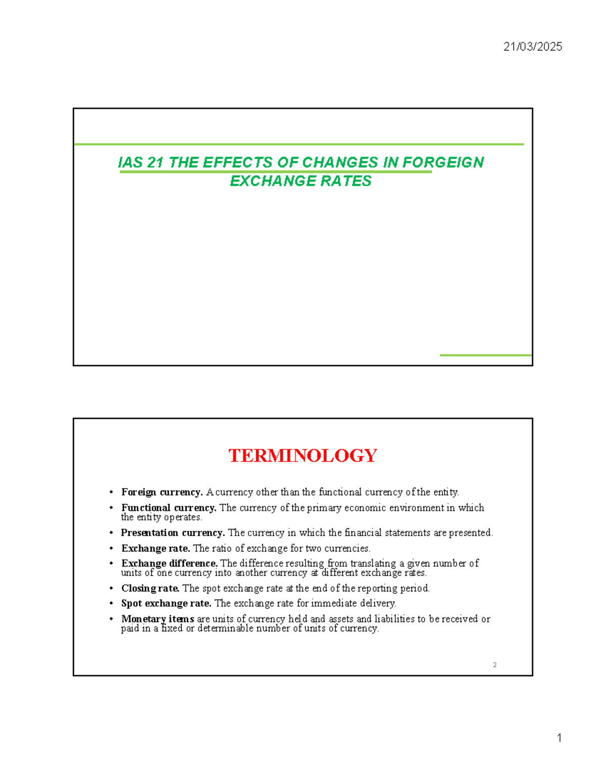 IAS 21: Effects of Changes in Foreign Exchange Rates - Key Terminology ...