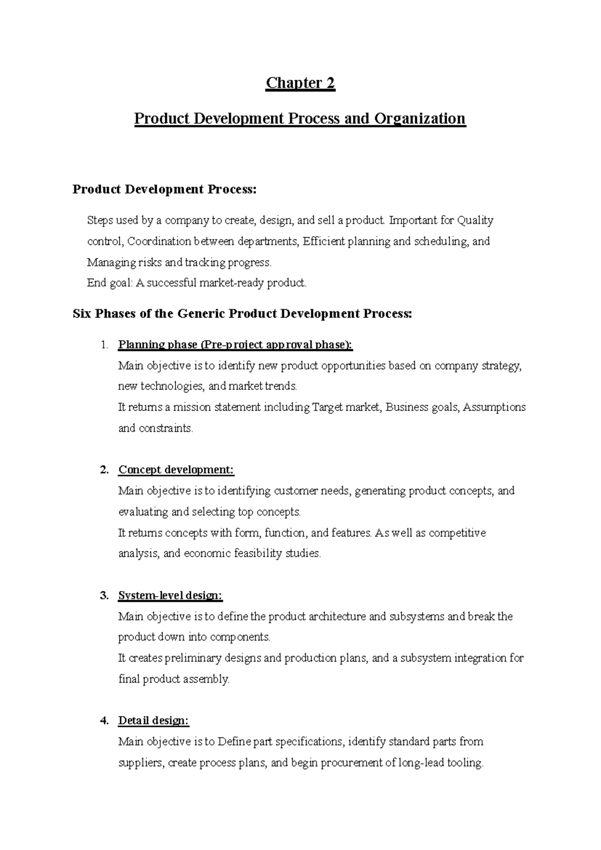 Sec 2 - PD - Summary of Chapter 2: Product Development Process - Studocu