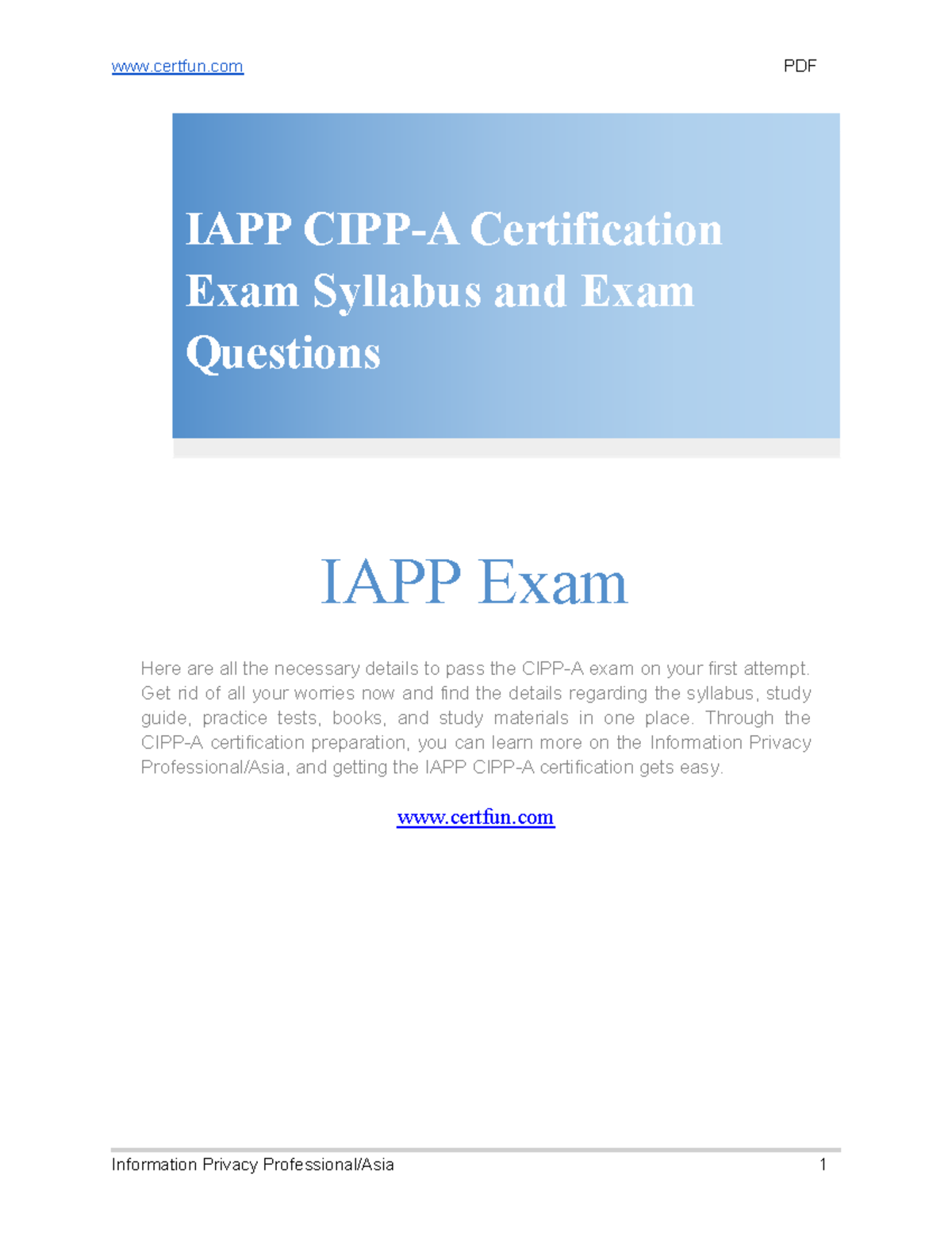 CIPP-A Exam Study Guide: Syllabus & Sample Questions for Success - Studocu