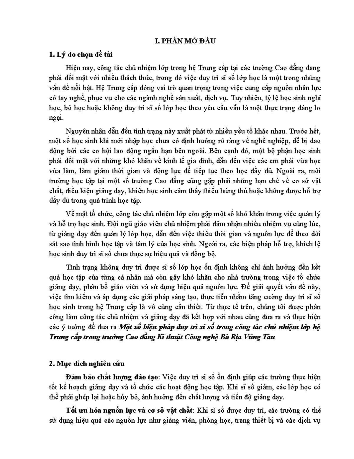 Biện pháp duy trì sĩ số học sinh lớp Trung cấp tại SKKN 2024 C Hong - Document Preview
