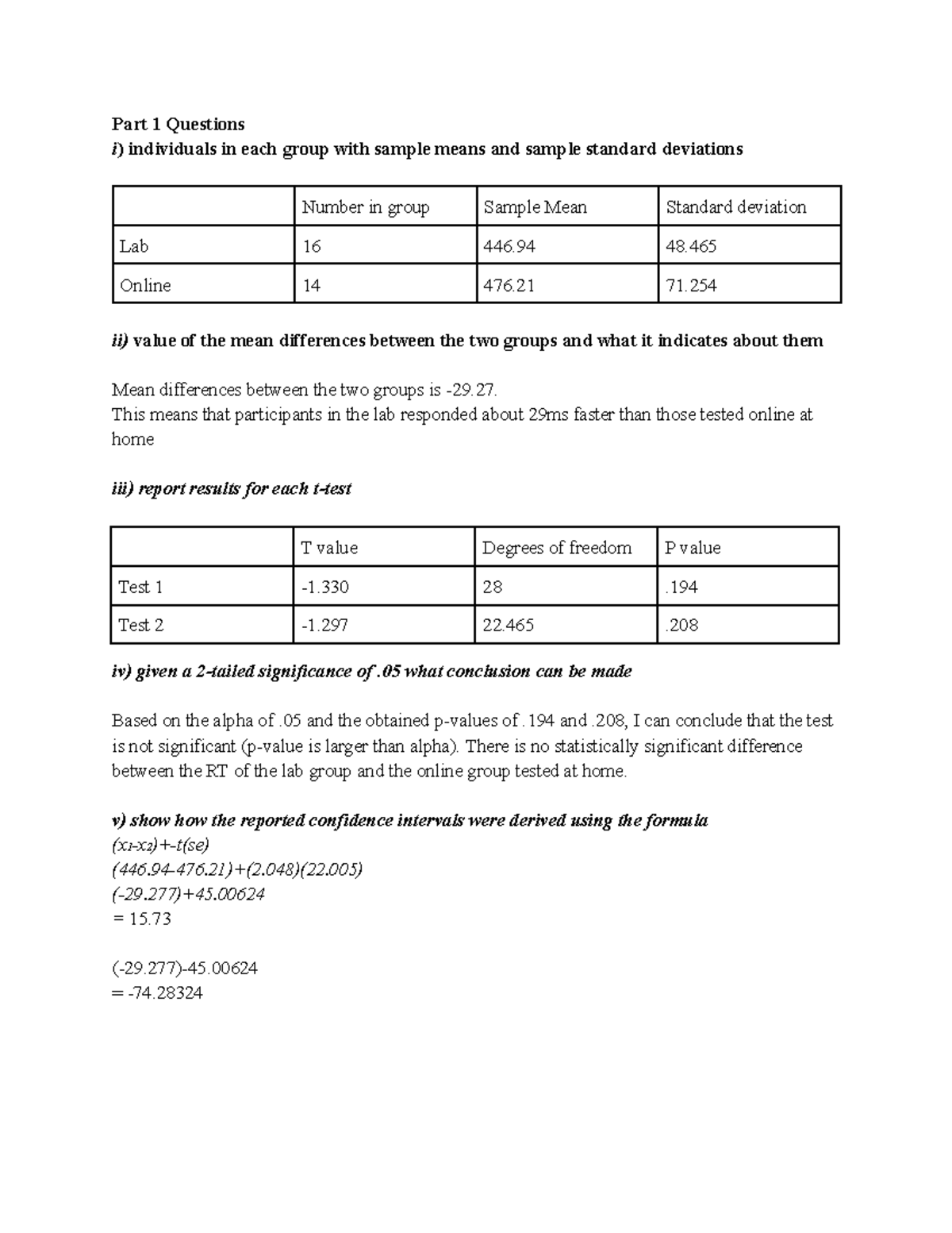 Assignment 2 - Stats: Group Mean Differences & Significance Analysis ...