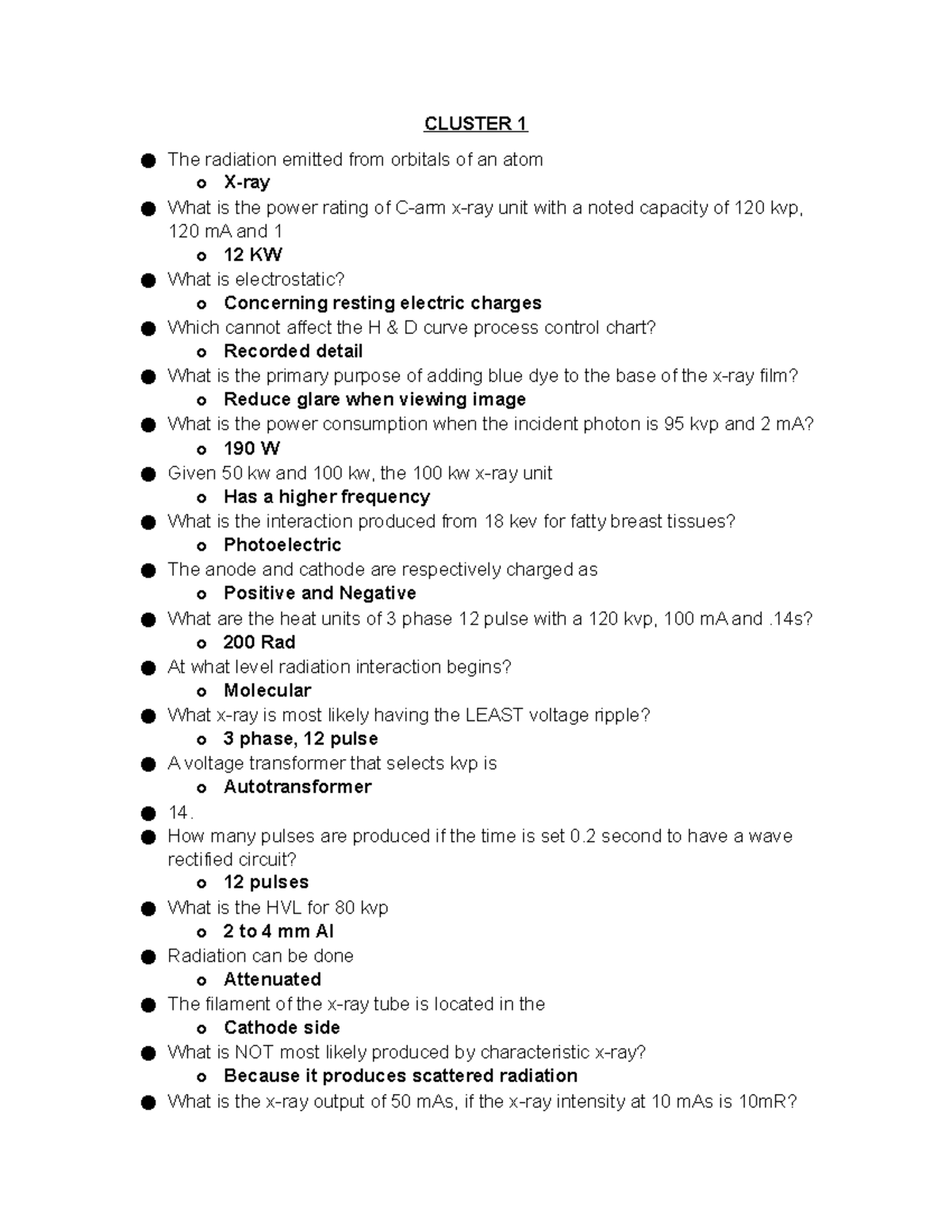 Cluster 1 Summary for Ethics, Anatomy, RadBio, RadPro Exam Review - Studocu