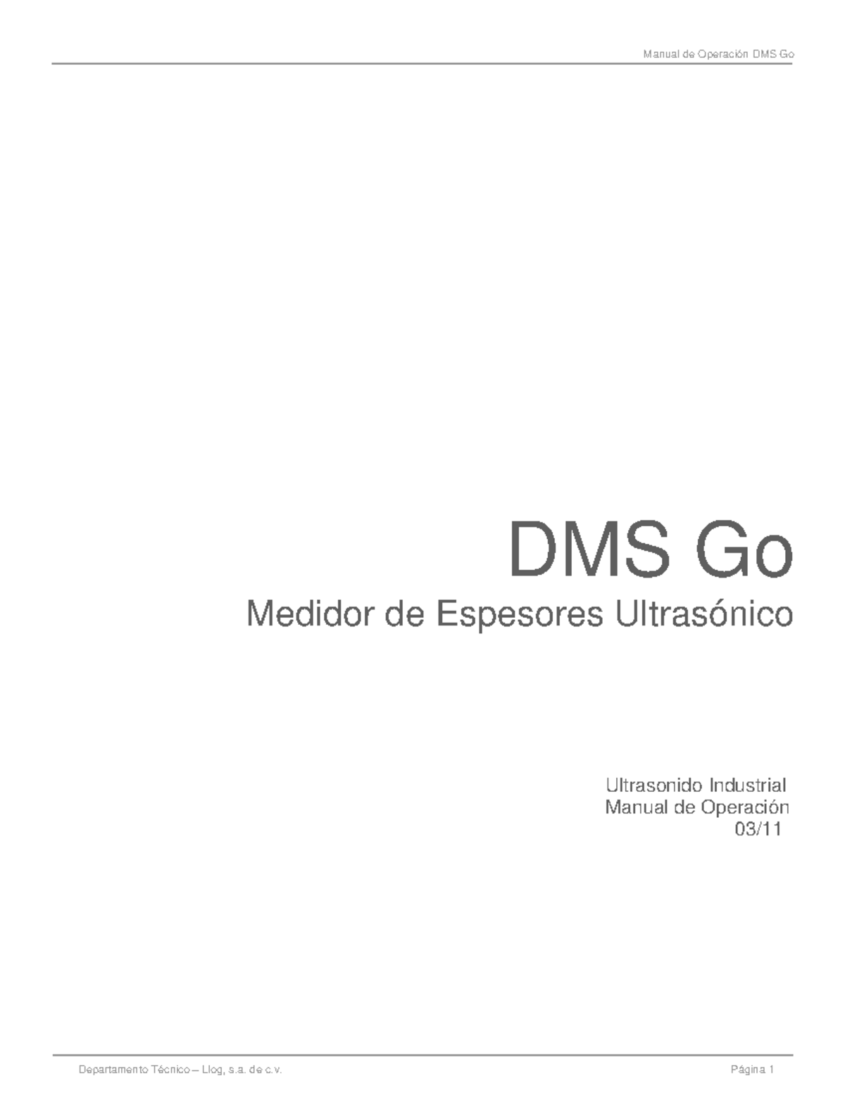 Manual de Operación DMS Go: Medidor de Espesores Ultrasónico - Studocu