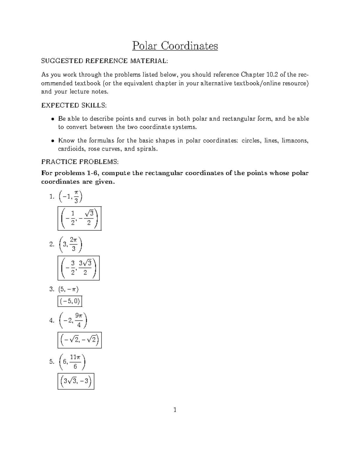 Homework 10 - Polar Coordinates Practice for Final Exam - Studocu