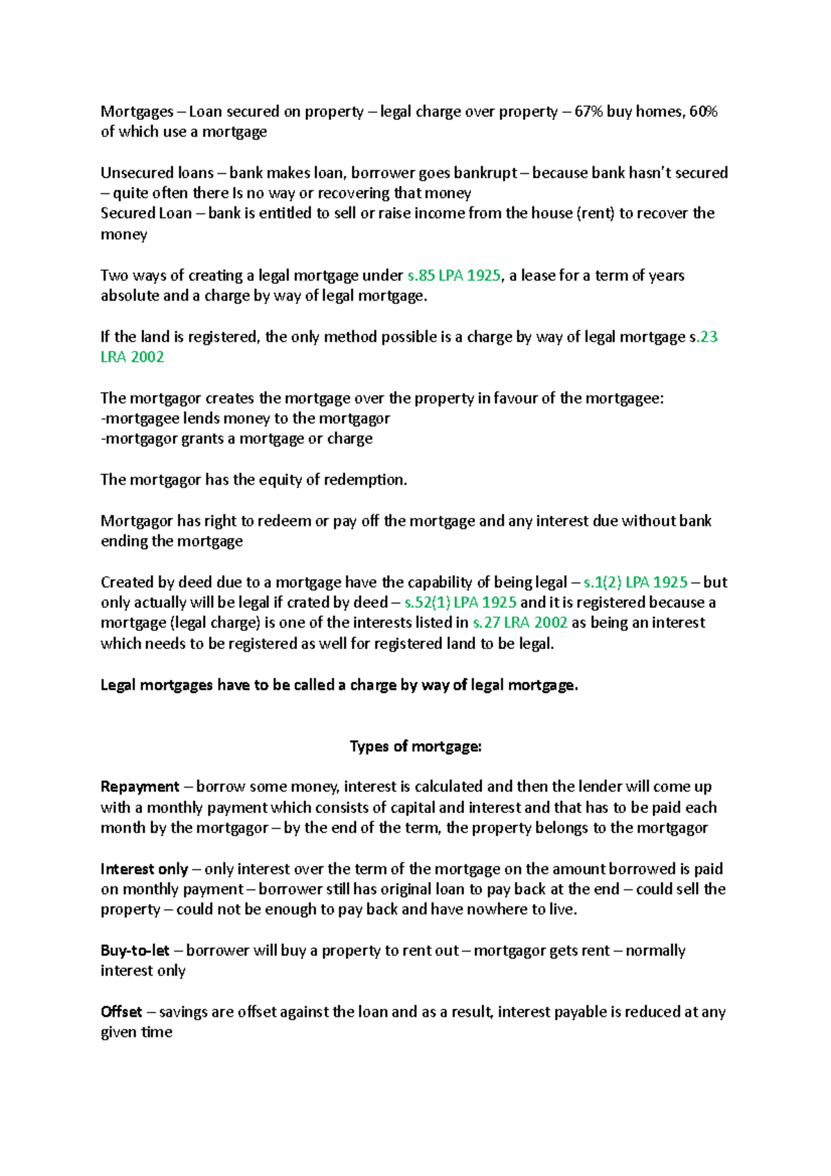 Understanding Mortgages: Legal Framework and Remedies (LAW 8) - Studocu