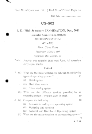 Cs 402 analysis design of algorithm nov 2023 - Total No. of Questions ...