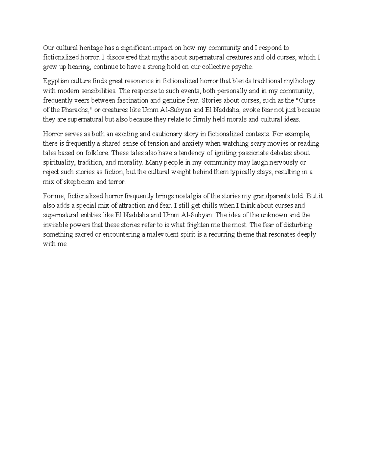 ENGL 1405-01 Learning Journal: Cultural Impact on Horror Fiction - Studocu