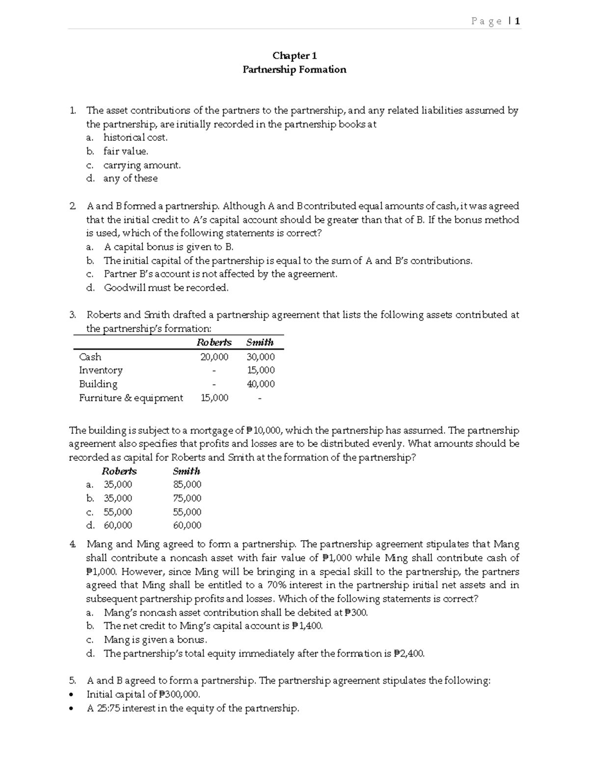 AST 101 - First Assessment Notes on Partnership Formation & Operations ...