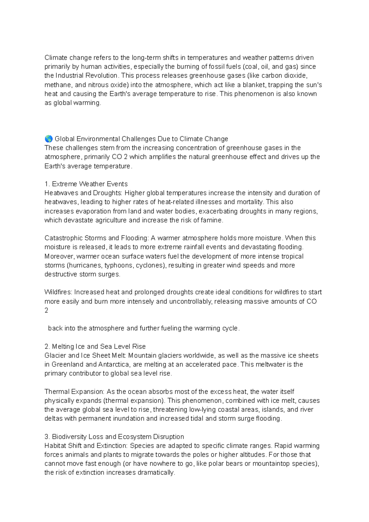 Climate Change and Its Global Environmental Challenges: An Overview ...