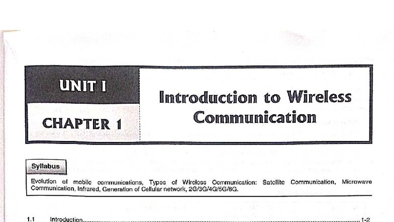 Wireless Communication (SPPU Sem 7 IT) - Chapter 1 Overview and Types ...