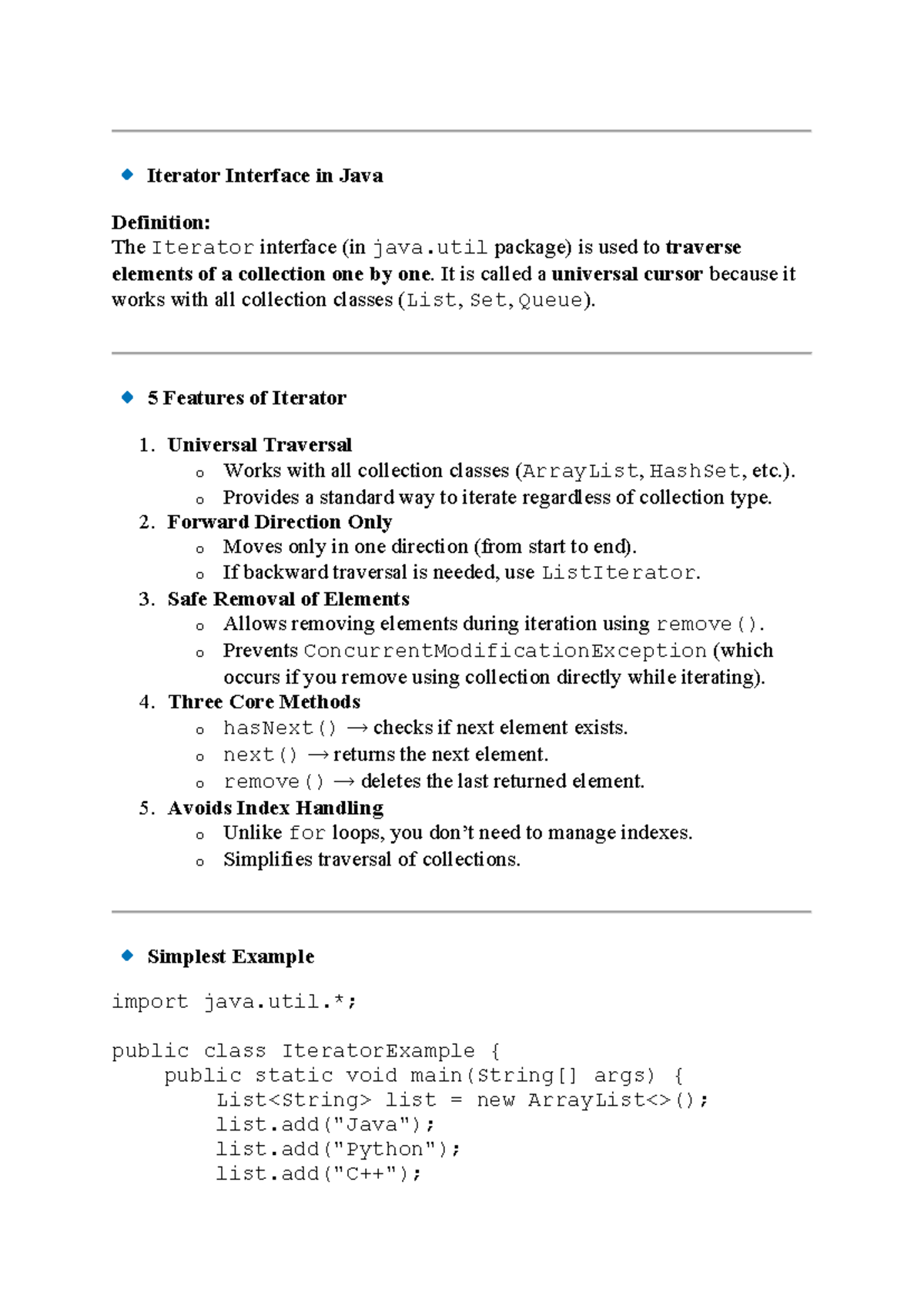 JAVA UNIT 4 - Iterator, Collection, and Map Interfaces Notes - Studocu