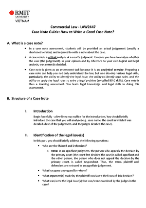 Assessment Task 1 Comlaw - Assessment Task 1 – Case Note I. Case note ...
