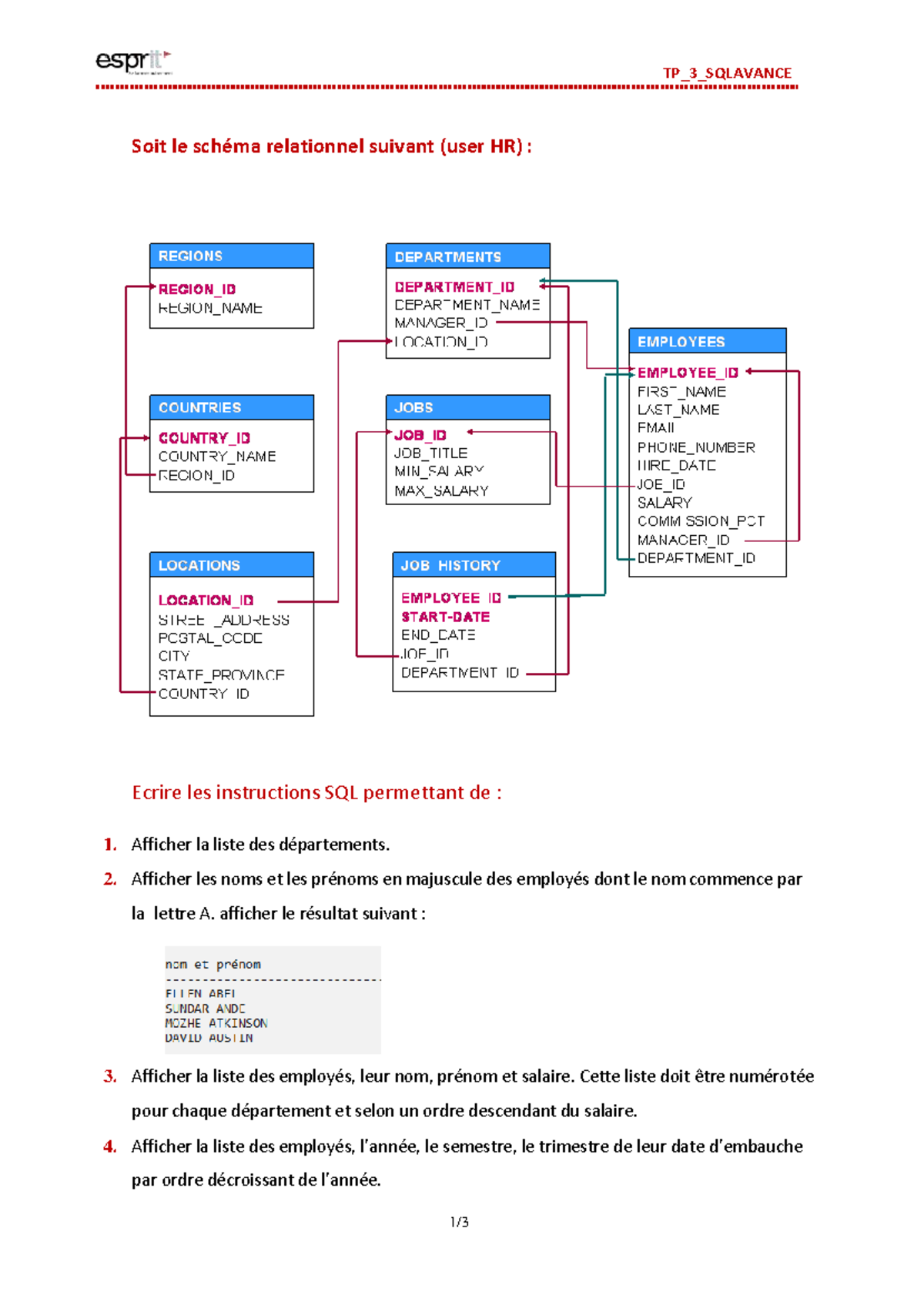 TP_3_SQLAVANCE - Instructions SQL pour Afficher les Employés et ...