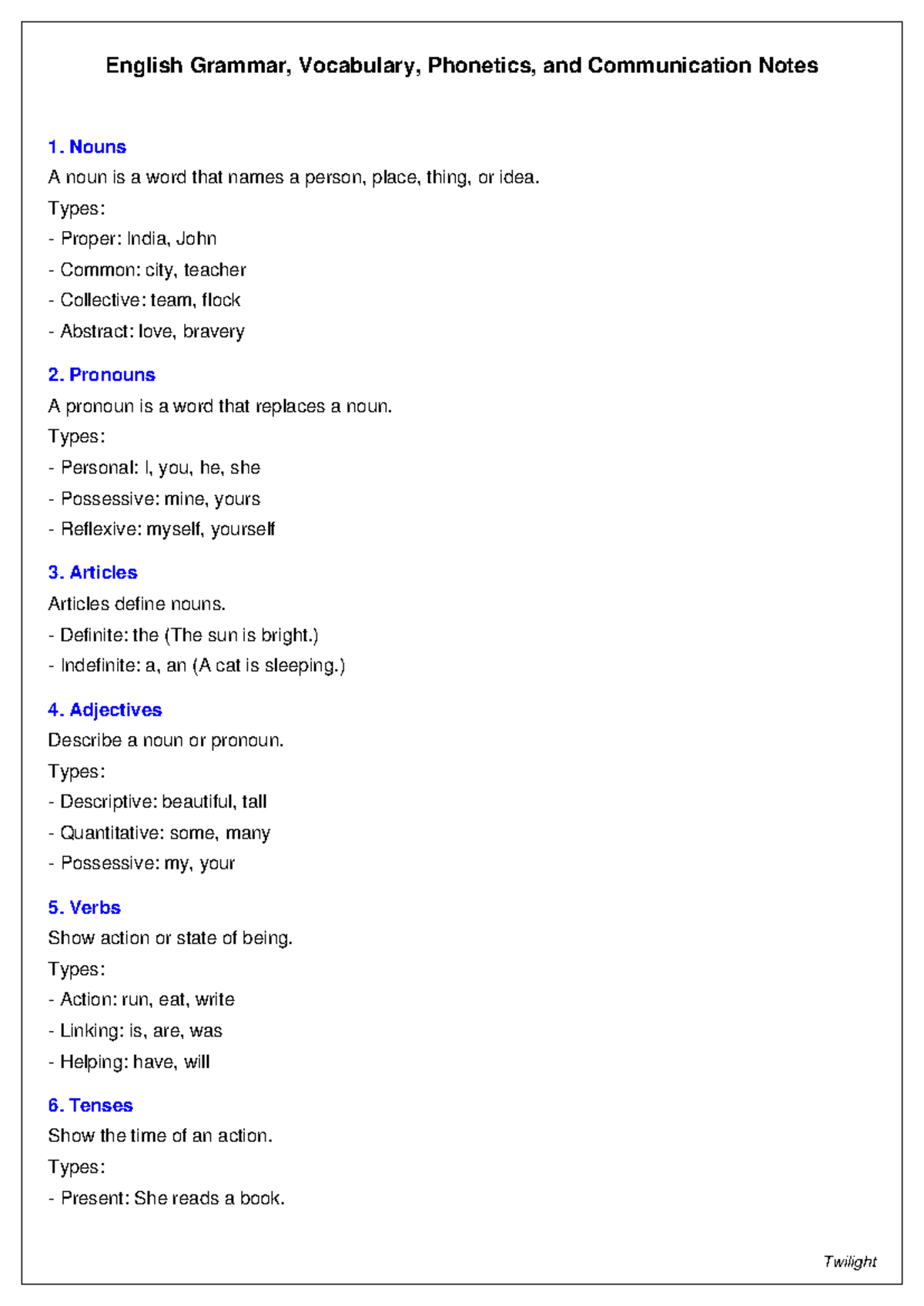 English Grammar Notes Clean - English Grammar, Vocabulary, Phonetics ...