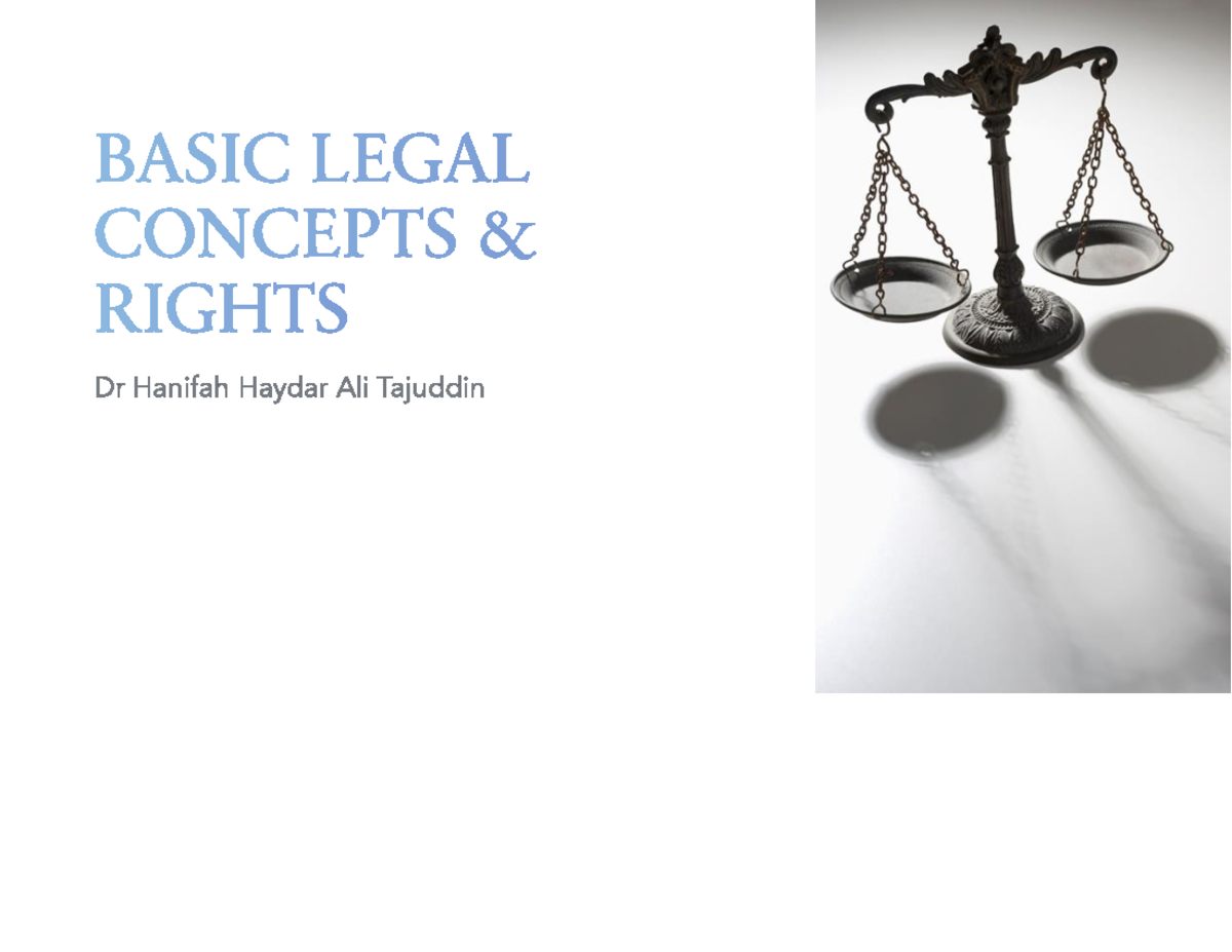 BASIC LEGAL CONCEPTS: RIGHTS & HUMAN RIGHTS OVERVIEW - Studocu