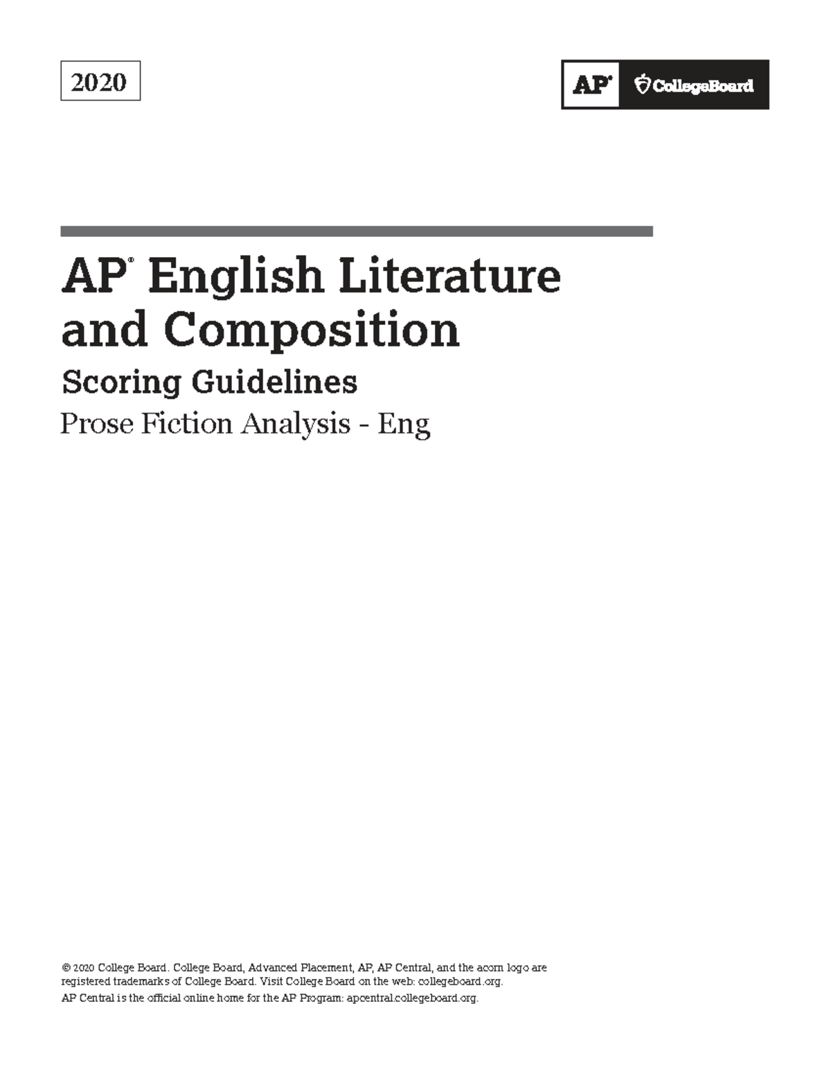 AP20 English Literature & Composition Prose Fiction Analysis Guidelines ...