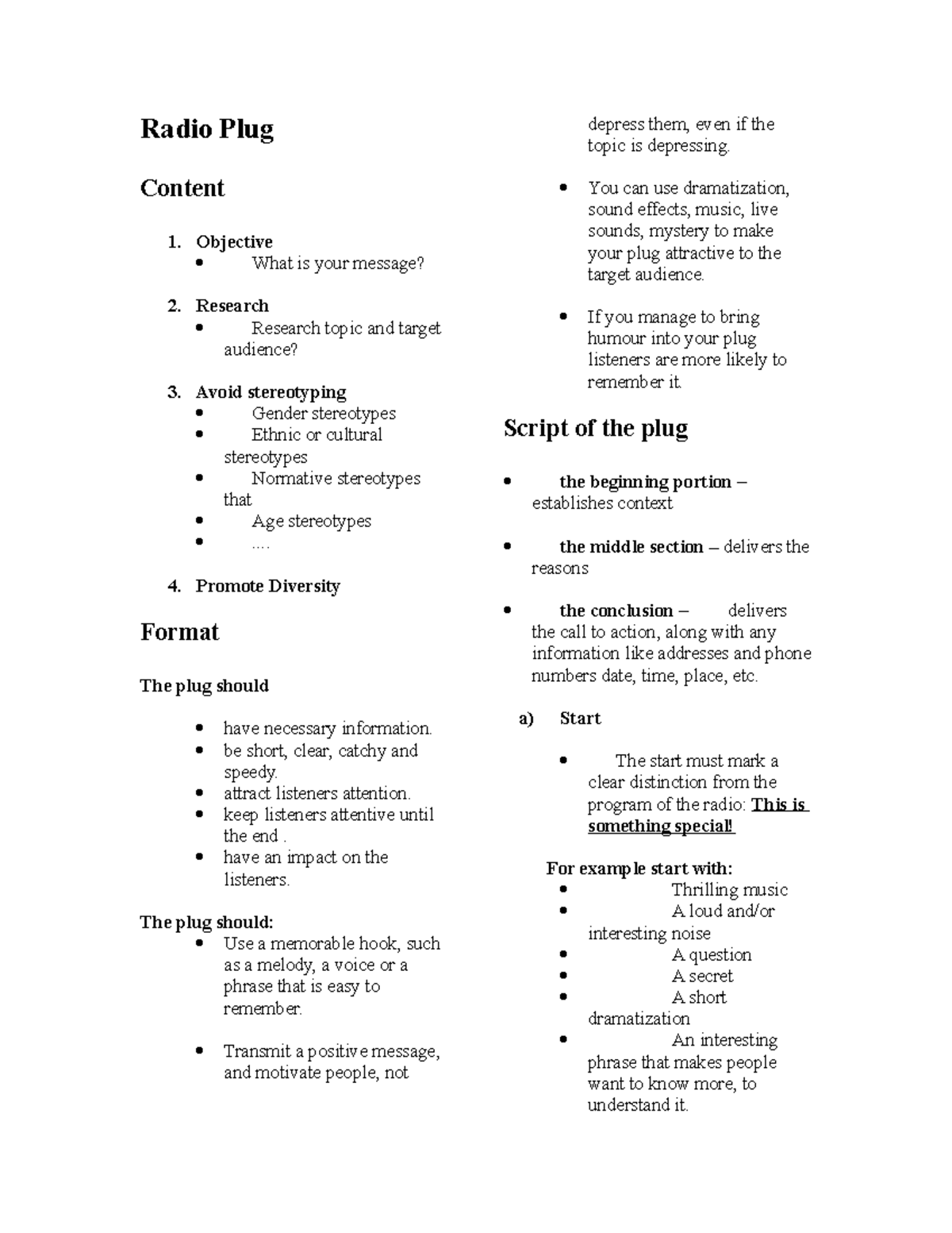 Radio Plug - Essentials of Crafting a Communication Message - Studocu