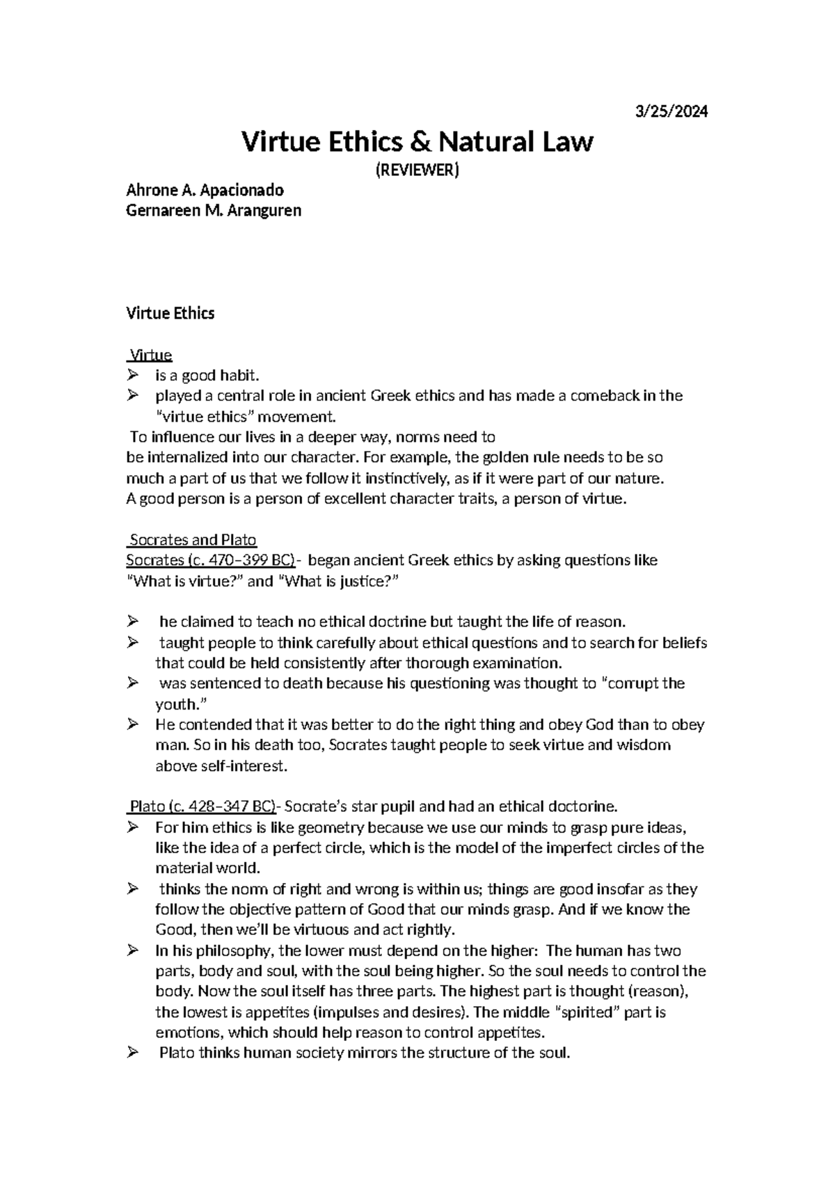 Virtue Ethics & Natural Law: In-Depth Review and Analysis (PHIL 301 ...