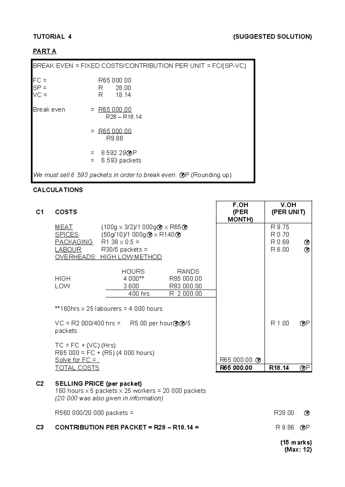 Standard Costing Tutorial 4 Suggested Solutions - Detailed Breakdown ...