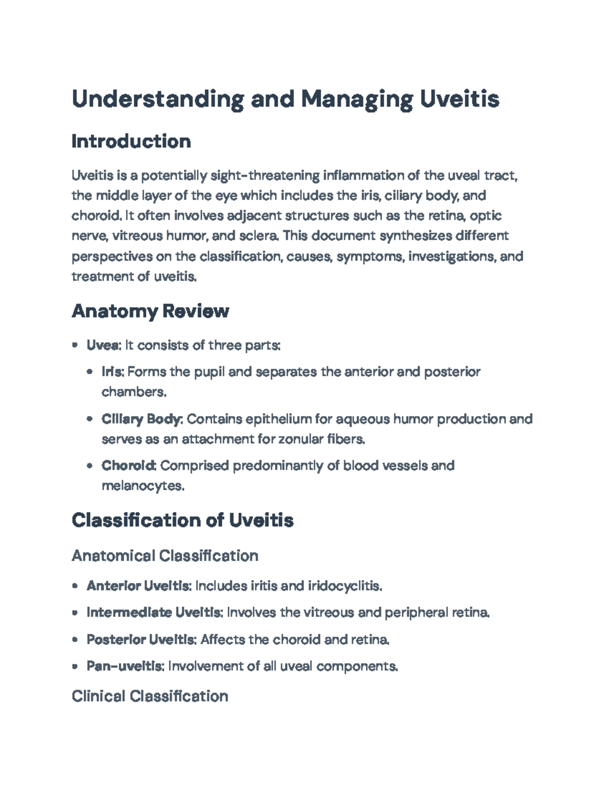 Understanding Uveitis: Classification, Causes & Treatment Strategies ...
