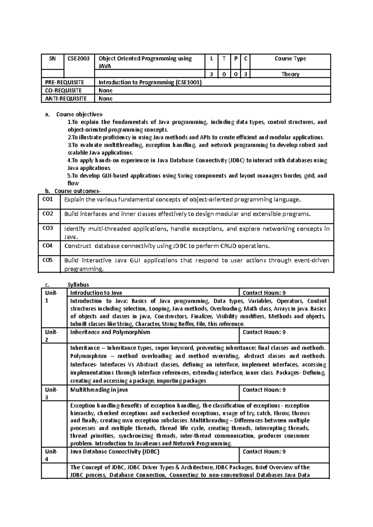 CSE2003 Final Exam Study Guide: Object Oriented Programming in Java ...