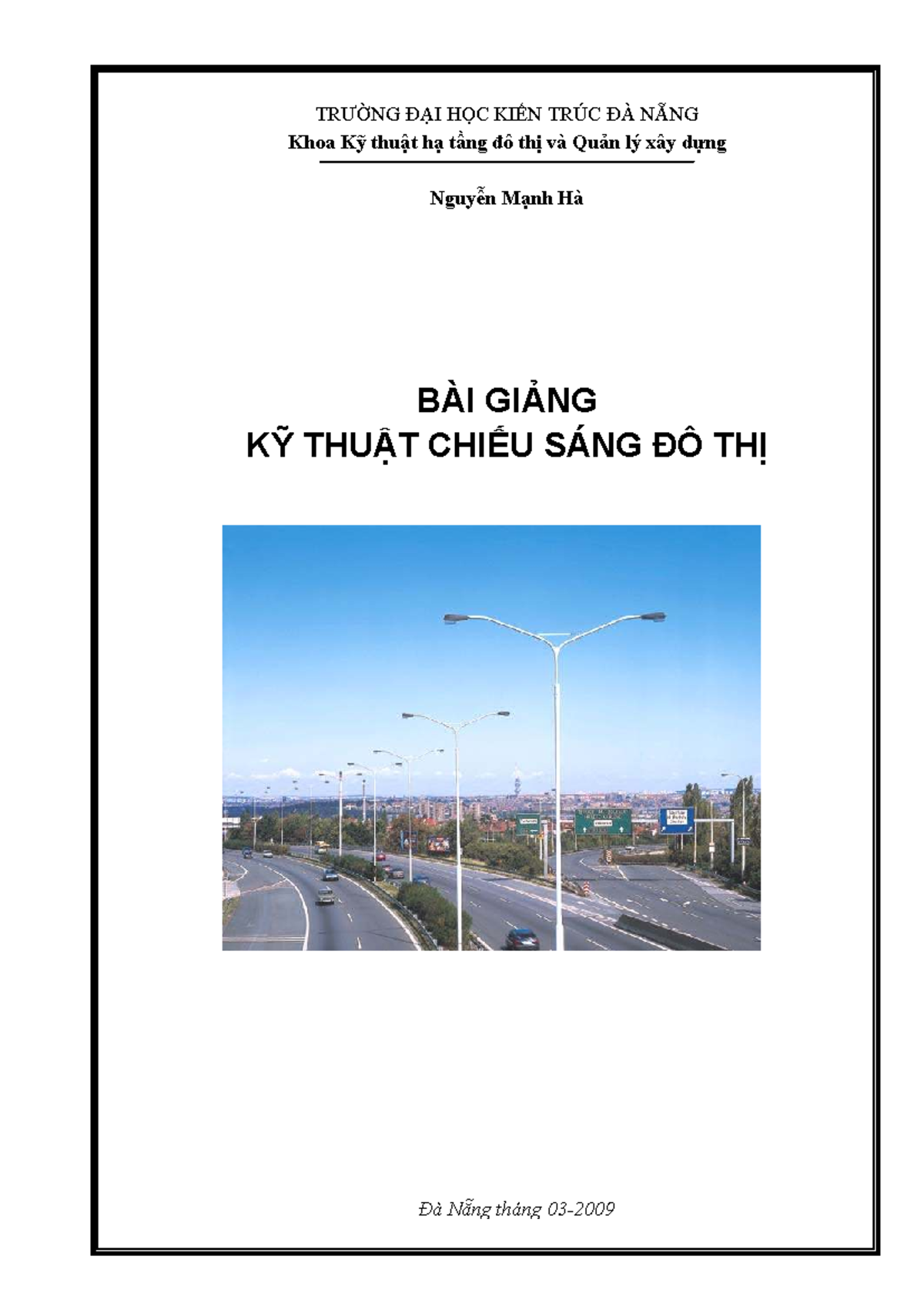 Bài Giảng Kỹ Thuật Chiếu Sáng Đô Thị - Nguyễn Mạnh Hà (KTHĐT) - Document Preview