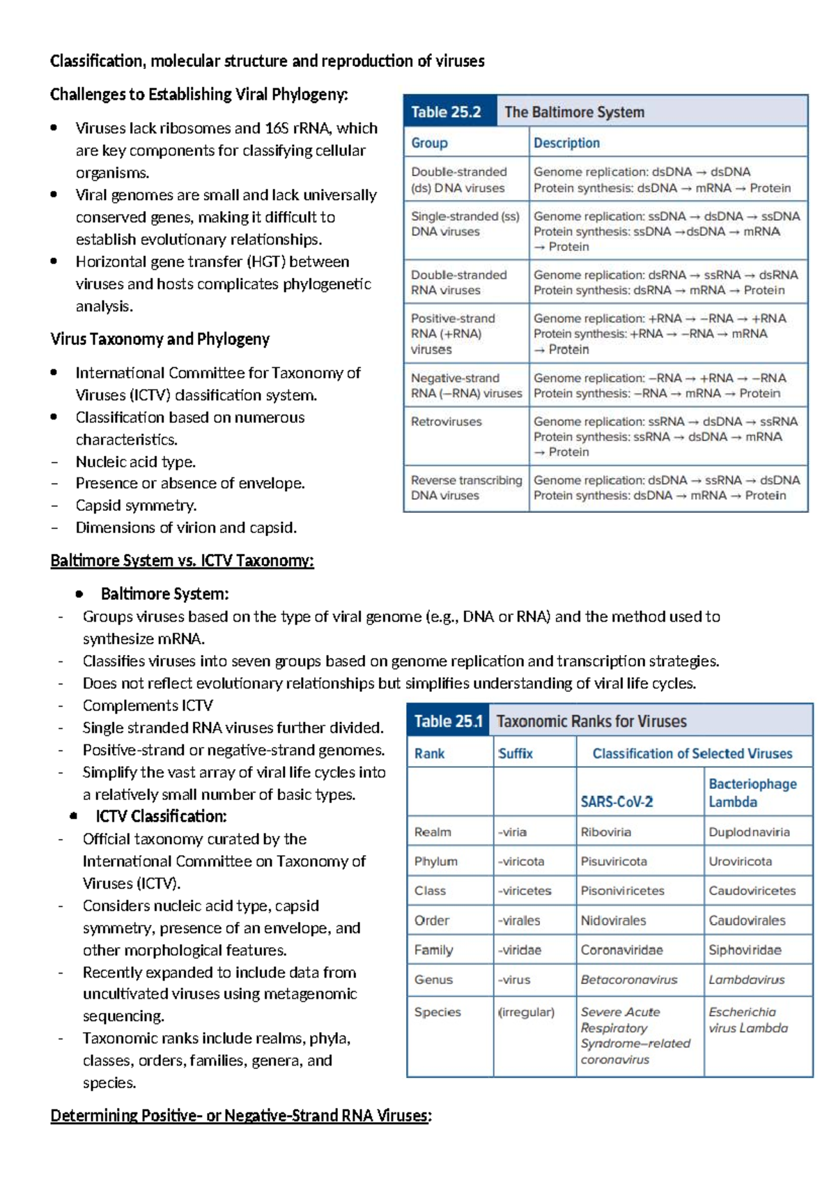 Classification of viruses: Molecular structure and reproduction ...