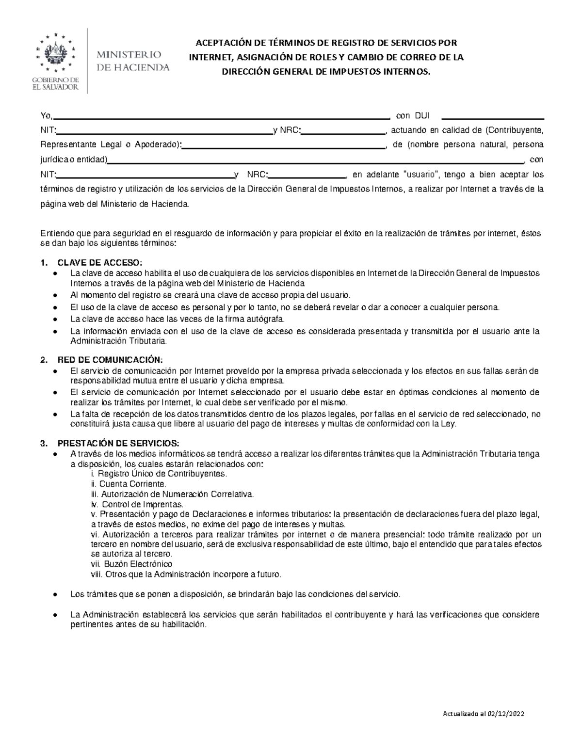 Pmhdc 8209 - Aceptación de Términos para Servicios Internet - Studocu