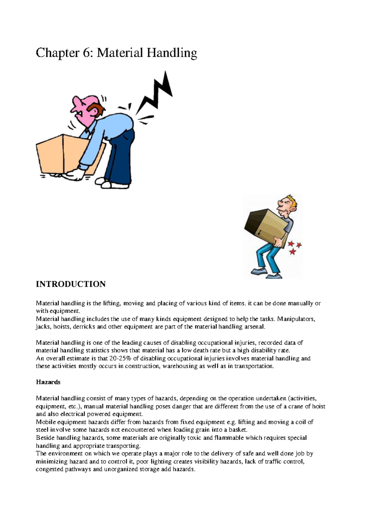 Chapter 6, Material handling - Chapter 6: Material Handling ...