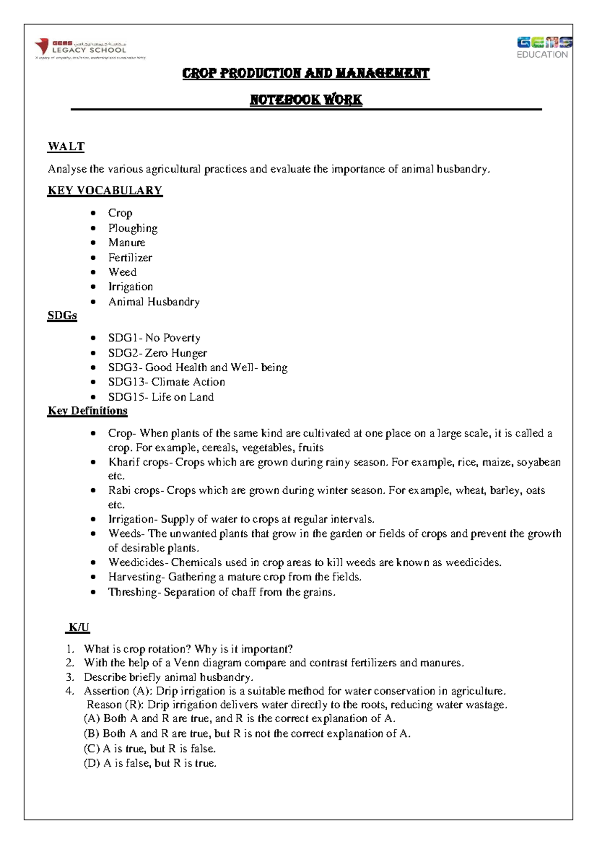 CROP PRODUCTION & MANAGEMENT Notebook Work 260225 120239 - Studocu