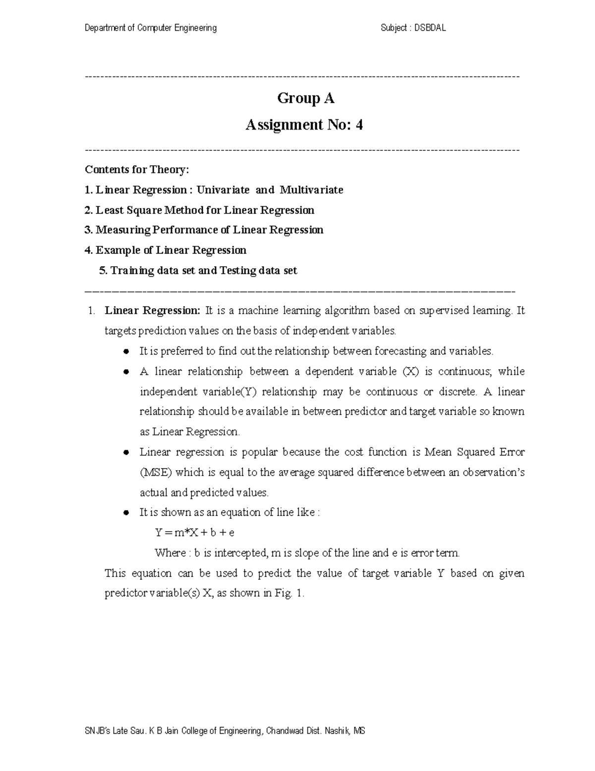 Part A Assignment No 4 - Group A Assignment No: 4 - Contents for Theory ...