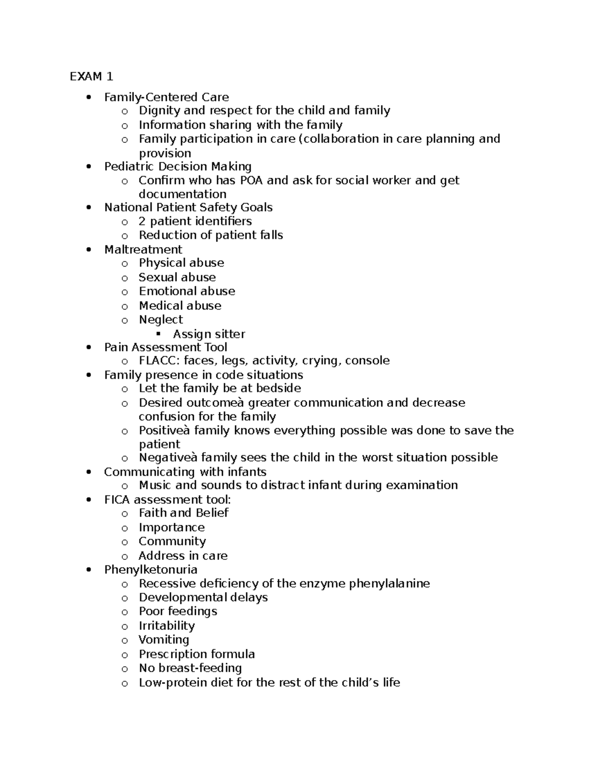 PEDS 101 Study Guide: Exam 1 Content for Modules 1 & 2 - Studocu