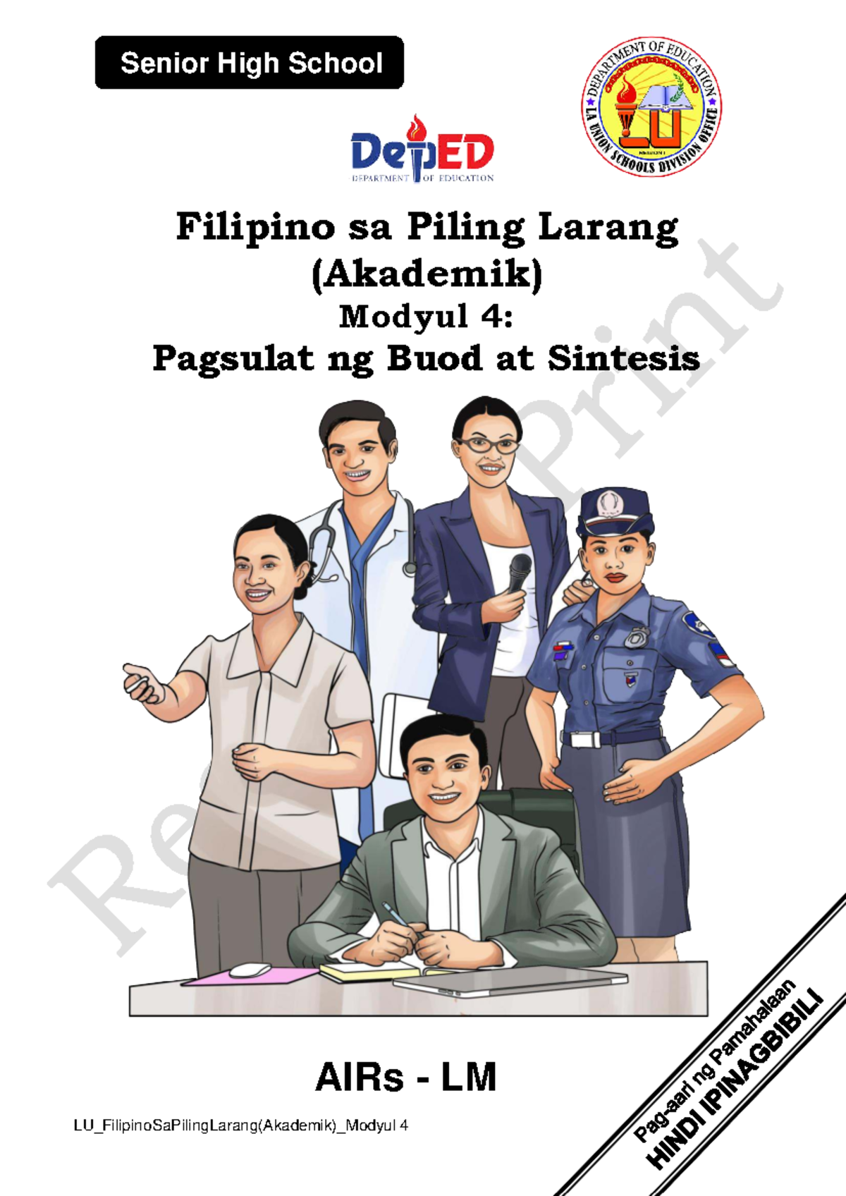Modyul 4: Pagsulat ng Buod at Sintesis sa Filipino sa Piling Larang ...