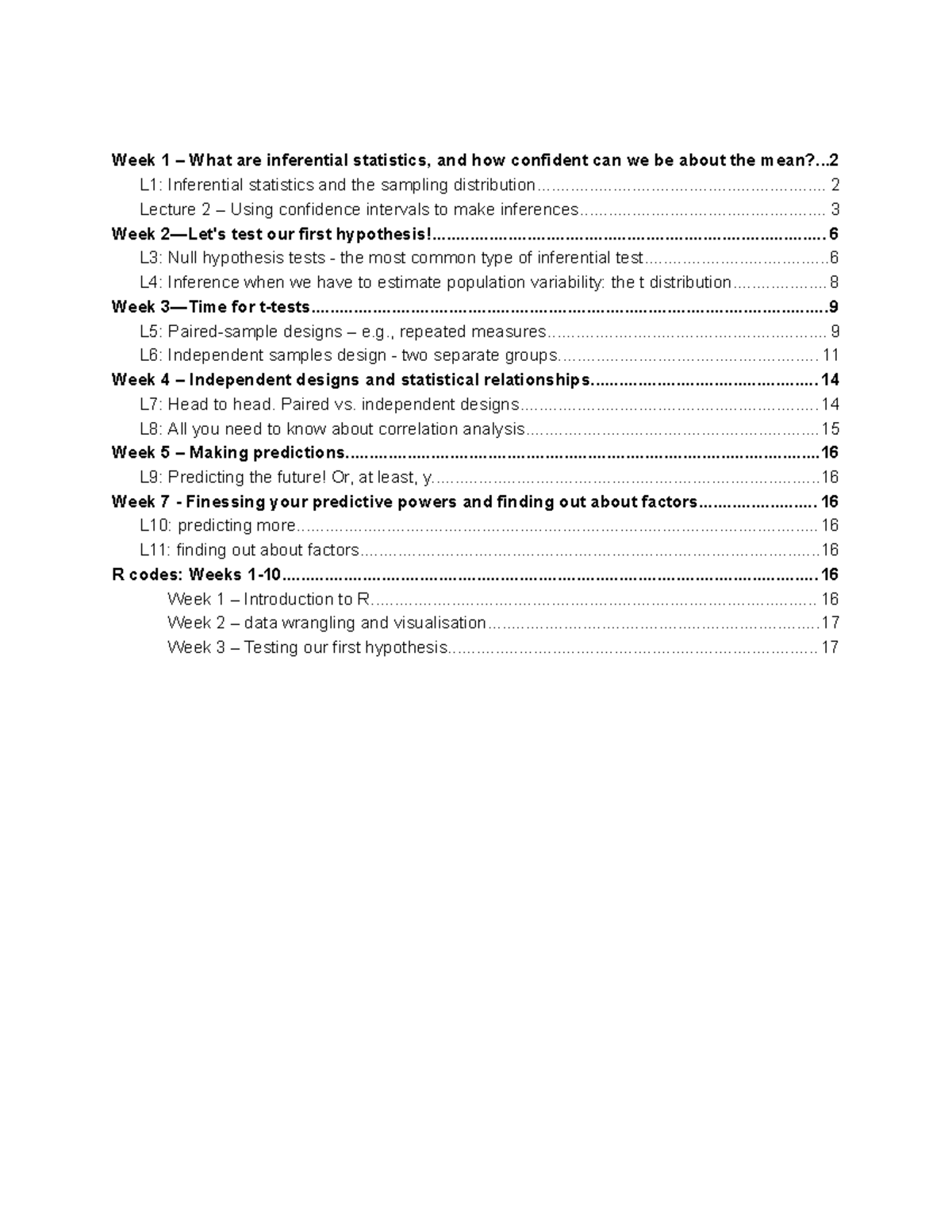 PSYC2001 Lecture Notes: Understanding Inferential Statistics and ...